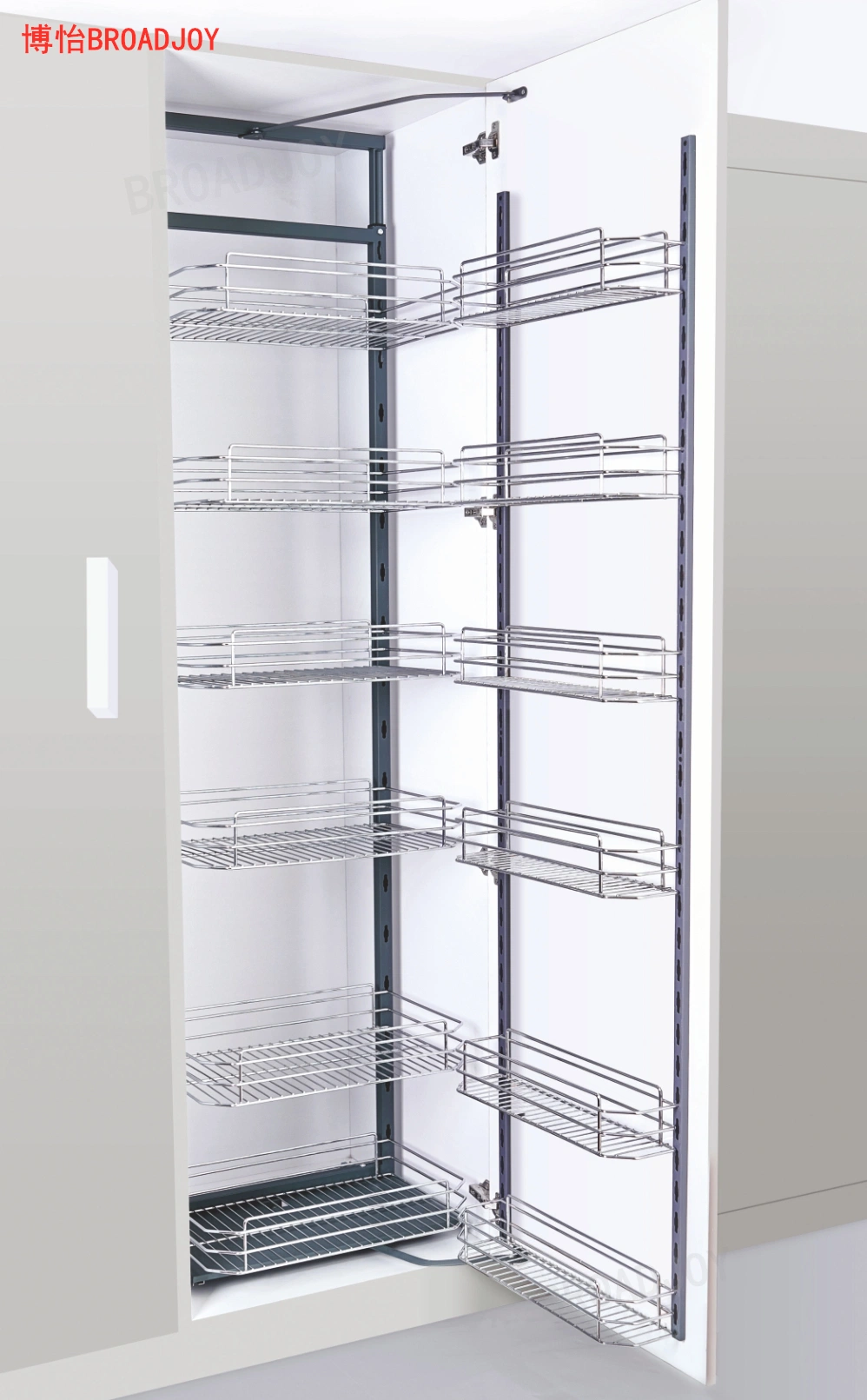 Tall Units Kitchen Cabinet Accessories Storage Wire Rack Linked Pull out Basket Larder Organizer Kitchen Pantry Unit Food Snacks Sundries Drinks Baskets Shelf