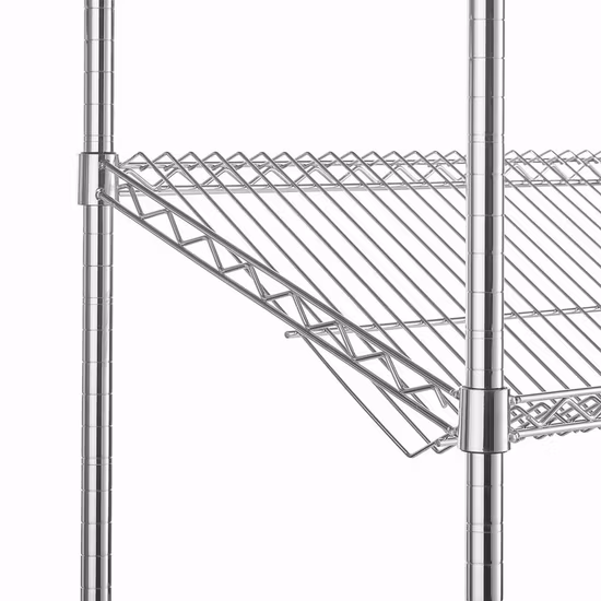 Scaffale in filo metallico cromato a 3 livelli con ripiani inclinati