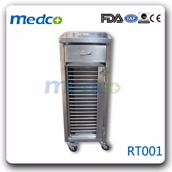 Carrello per carrello medico con chiusura centralizzata a 50 ripiani in acciaio inossidabile